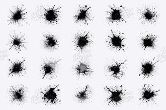 20 Spray Blot Photoshop Brushes