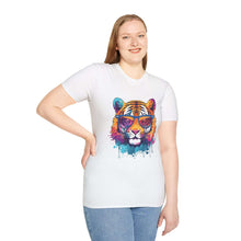 Colorful Tiger Graphic Unisex Softstyle T-Shirt - Trendy Wild Animal Art