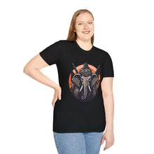 Warrior Elephant Unisex Softstyle T-Shirt - Bold Graphic Tee for Animal Lovers