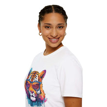 Colorful Tiger Graphic Unisex Softstyle T-Shirt - Trendy Wild Animal Art