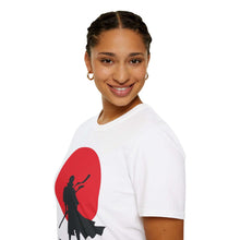 Samurai Silhouette Unisex Softstyle T-Shirt - Japanese Red Sun Design