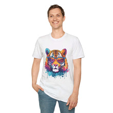 Colorful Tiger Graphic Unisex Softstyle T-Shirt - Trendy Wild Animal Art