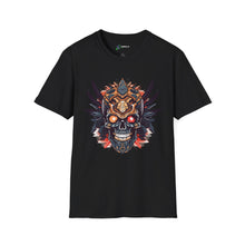 Skull Emblem Unisex T-Shirt, Softstyle Tee with Aggressive Aztec Demon Design