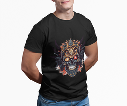 Skull Emblem Unisex T-Shirt, Softstyle Tee with Aggressive Aztec Demon Design