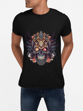 Skull Emblem Unisex T-Shirt, Softstyle Tee with Aggressive Aztec Demon Design