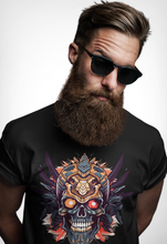 Skull Emblem Unisex T-Shirt, Softstyle Tee with Aggressive Aztec Demon Design