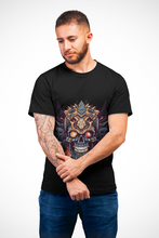 Skull Emblem Unisex T-Shirt, Softstyle Tee with Aggressive Aztec Demon Design