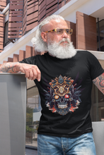 Skull Emblem Unisex T-Shirt, Softstyle Tee with Aggressive Aztec Demon Design