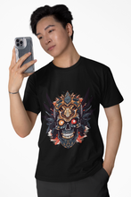 Skull Emblem Unisex T-Shirt, Softstyle Tee with Aggressive Aztec Demon Design