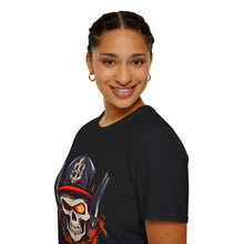 Firefighter Skull Graphic T-Shirt - Unisex Softstyle Tee for Halloween & Firefighter Fans