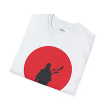 Samurai Silhouette Unisex Softstyle T-Shirt - Japanese Red Sun Design