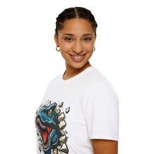 Dinosaur Breakthrough Unisex Softstyle T-Shirt - Fun Graphic Tee for Kids and Adults