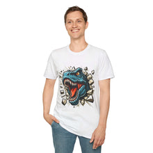 Dinosaur Breakthrough Unisex Softstyle T-Shirt - Fun Graphic Tee for Kids and Adults