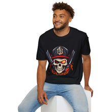 Firefighter Skull Graphic T-Shirt - Unisex Softstyle Tee for Halloween & Firefighter Fans