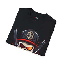 Firefighter Skull Graphic T-Shirt - Unisex Softstyle Tee for Halloween & Firefighter Fans