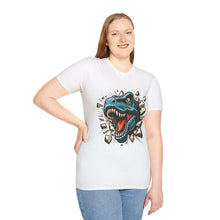 Dinosaur Breakthrough Unisex Softstyle T-Shirt - Fun Graphic Tee for Kids and Adults