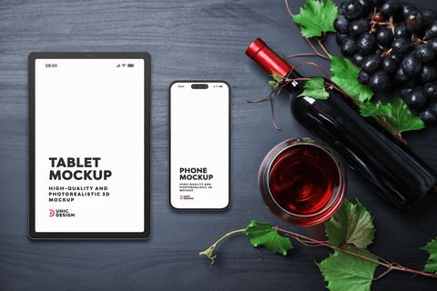Wine Concept Tablet & Phone Mockup