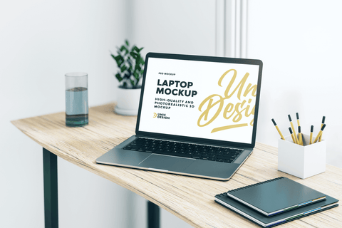 Office Concept Laptop Mockup