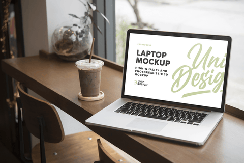 Cafe Concept Laptop Mockup