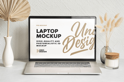 Home Office Concept Laptop Mockup