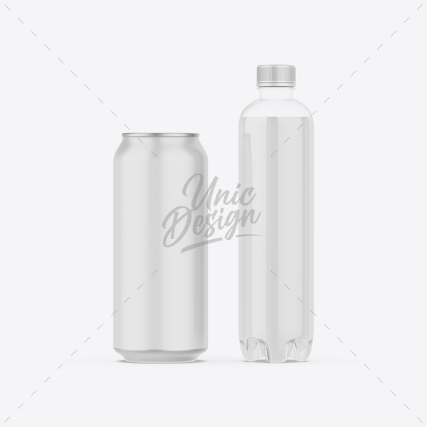 Soft Drink Bottle & Can Mockup for Designers