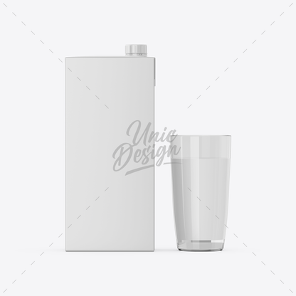 Milk Carton & Glass Mockup
