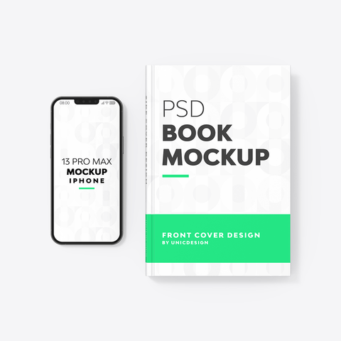 Book & iPhone 13 Mockup