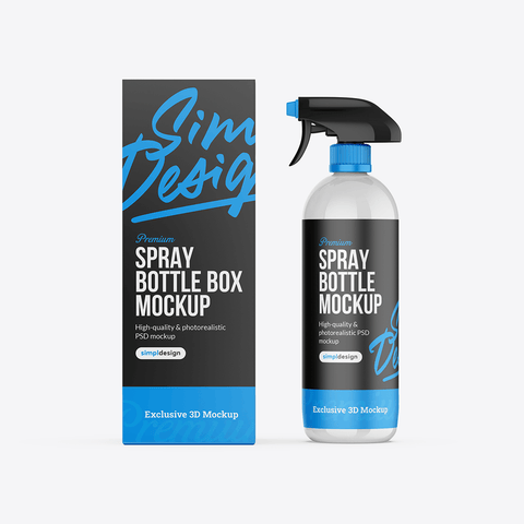 Spray Bottle & Box Mockup - Fully Customizable