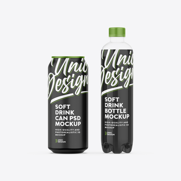 Soft Drink Bottle & Can Mockup for Designers