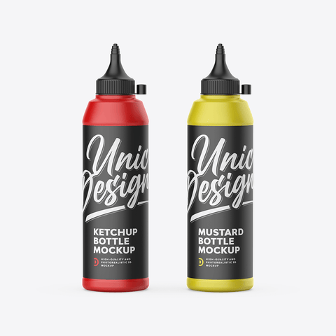 Ketchup and Mustard Bottle Mockup