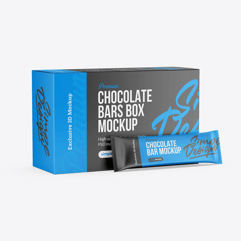 Chocolate Bar & Box Mockup
