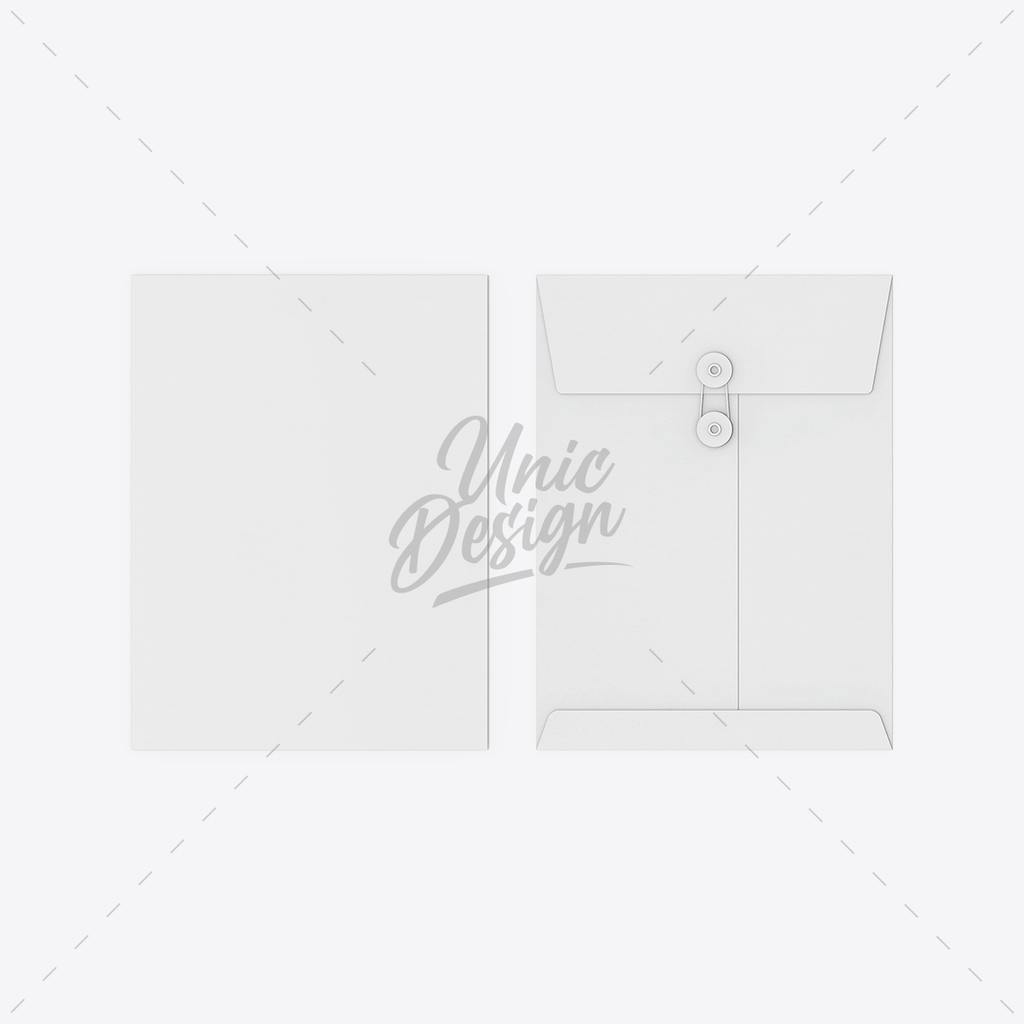Paper Button & String Envelope Mockup