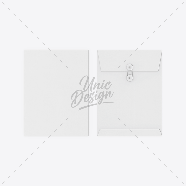 Paper Button & String Envelope Mockup