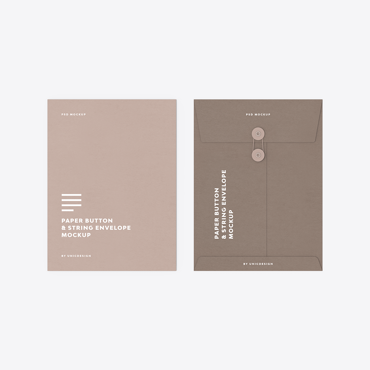 Paper Button & String Envelope Mockup