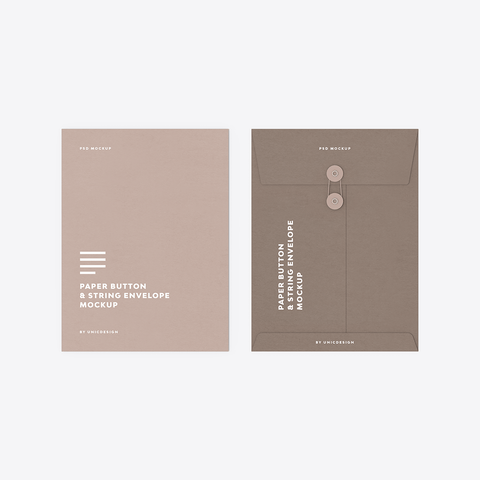 Paper Button & String Envelope Mockup