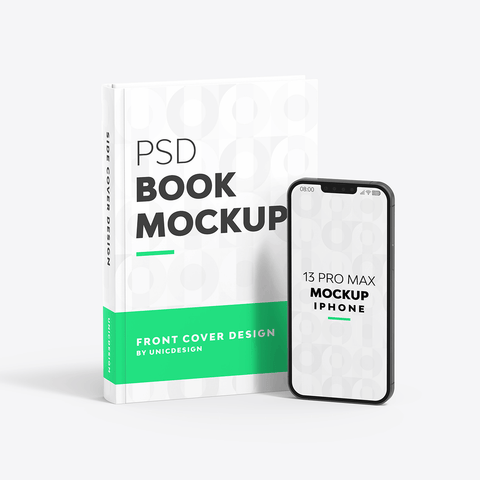 Book & iPhone 13 Mockup