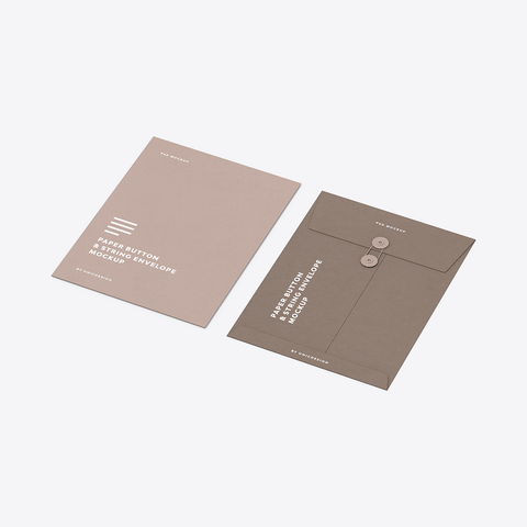 Paper Button & String Envelope Mockup