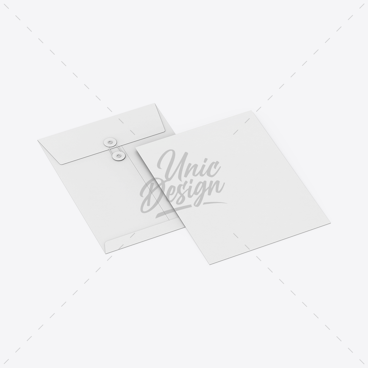 Paper Button & String Envelope Mockup