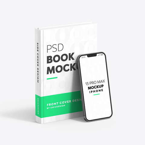 Book & iPhone 13 Mockup