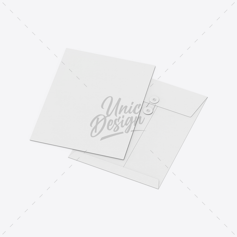 Paper Button & String Envelope Mockup