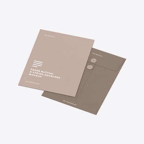 Paper Button & String Envelope Mockup
