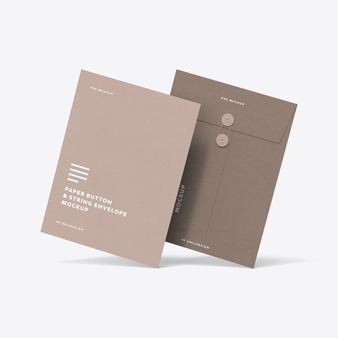 Paper Button & String Envelope Mockup