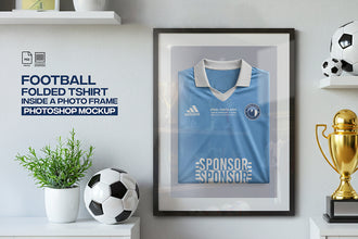 Soccer Football Jersey In Photo Frame Mockup PSD